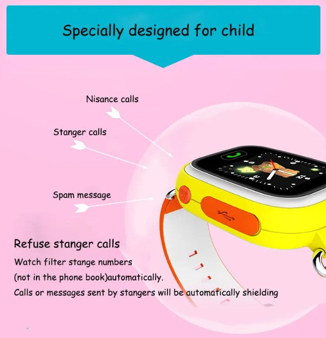 Q90 Smart Watch for Kids with SOS Alarm - Pink