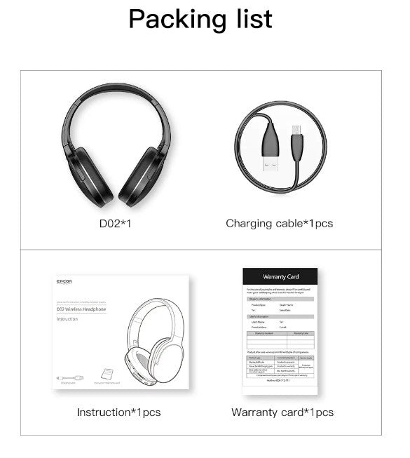 Baseus D02 Wireless Headphone Bluetooth 5.0 - Black