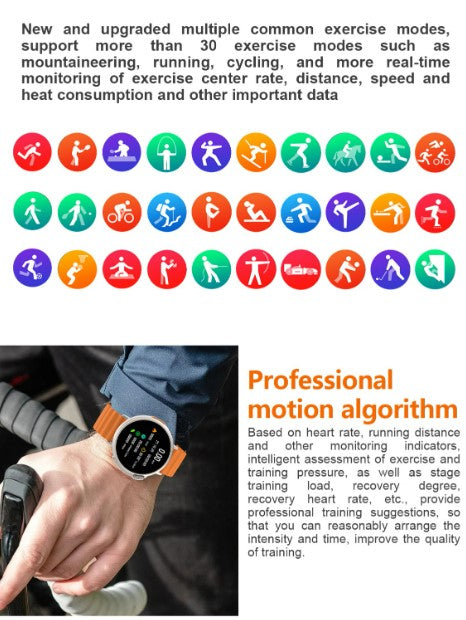 MT30 Smart Watch Ultra Long Range Waterproof - Silver Steel