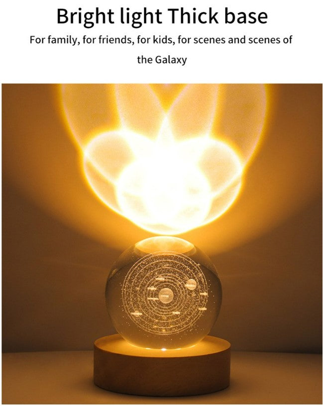 Luminous Crystal Ball Galaxy Night Light Decoration 3D Laser Carved - Earth