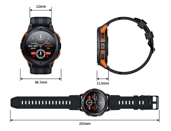 C25 Outdoor Sports 1.43AMOLED Screen Smart Call Watch Deep Waterproof Heart Rate and Blood Pressure - Black