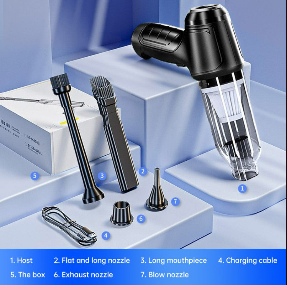Car Mounted Mini Wireless Vacuum Cleaner for Both Dry And Wet Use, High-Power Portable High Suction - Black