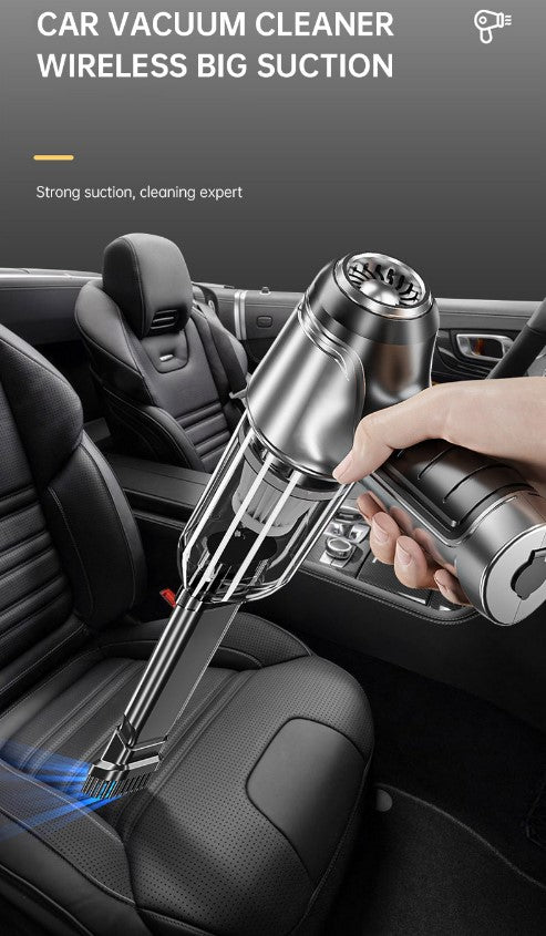 Car Mounted Mini Wireless Vacuum Cleaner for Both Dry And Wet Use, High-Power Portable High Suction - Black