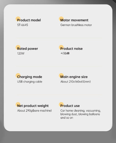 Car Mounted Mini Wireless Vacuum Cleaner for Both Dry And Wet Use, High-Power Portable High Suction - Black