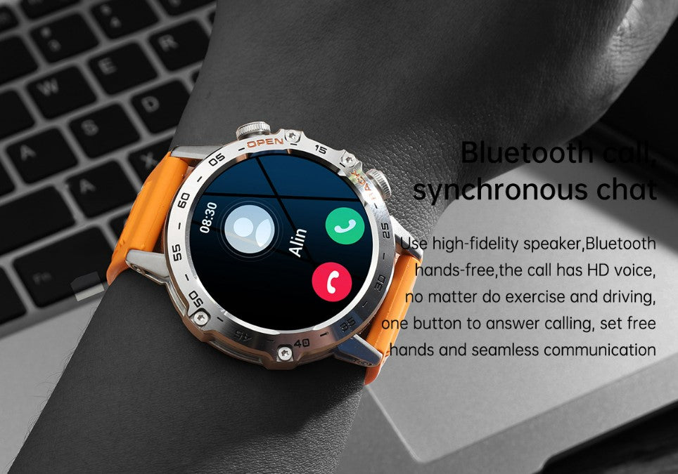 Smart Watch K52 Watches Men Wome Sports Fitness Modes Bluetooth Call Health Monitor 400mah 1.39Inch HD Smartwatch - Black