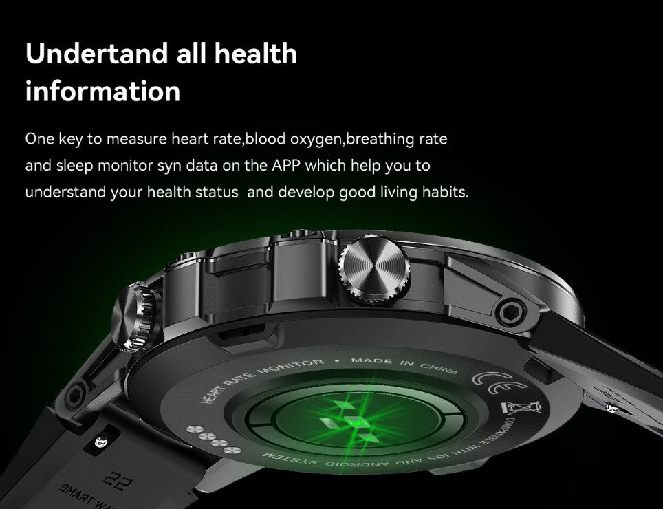 Smart Watch K52 Watches Men Wome Sports Fitness Modes Bluetooth Call Health Monitor 400mah 1.39Inch HD Smartwatch - Black