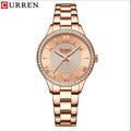 CURREN Ladies Watch Fashion Steel Band Watch - Rose Red