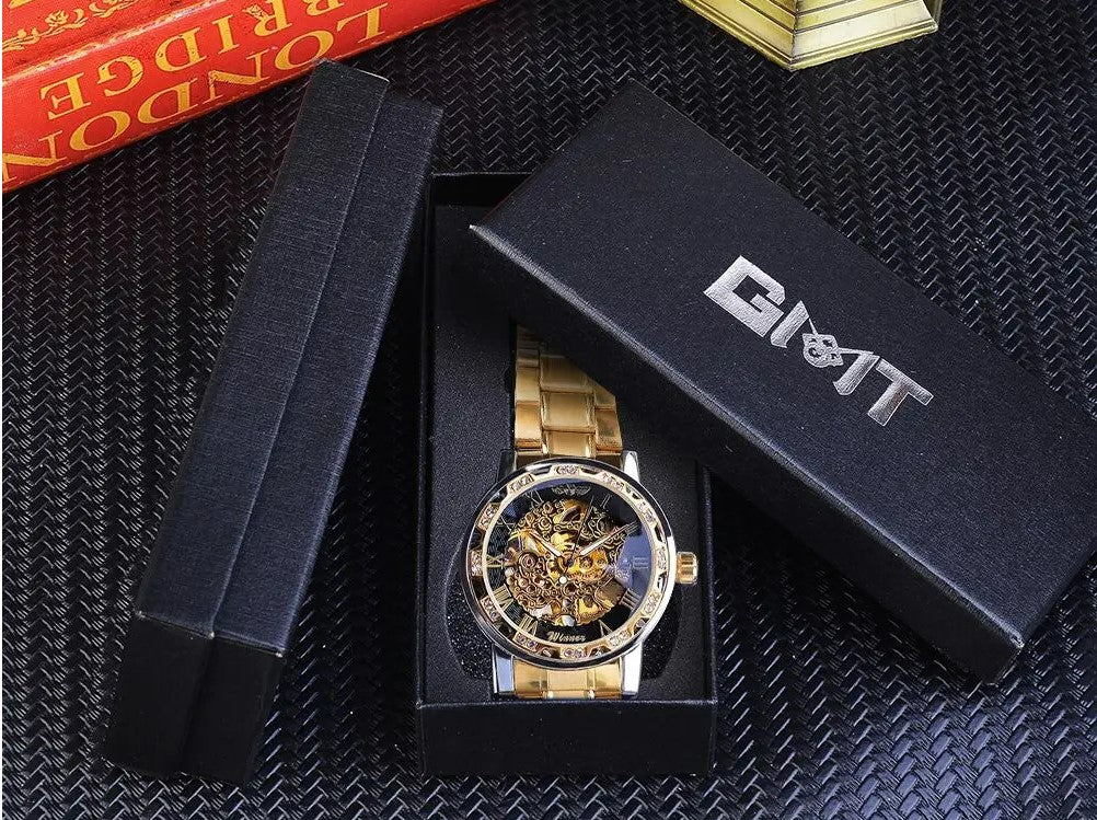 Winner Golden Watches Classic Rhinestone Clock - Black