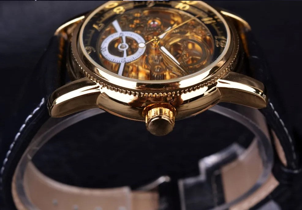 Forsining Hollow Engraving Skeleton Casual Designer Brand Automatic Watches - Black Silver
