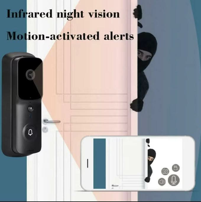 WiFi Smart Video Doorbell Camera - Black